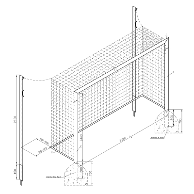 Bramka do piłki nożnej 7,32x2,44m przedłużana / tulejowa z masztami RomiSport
